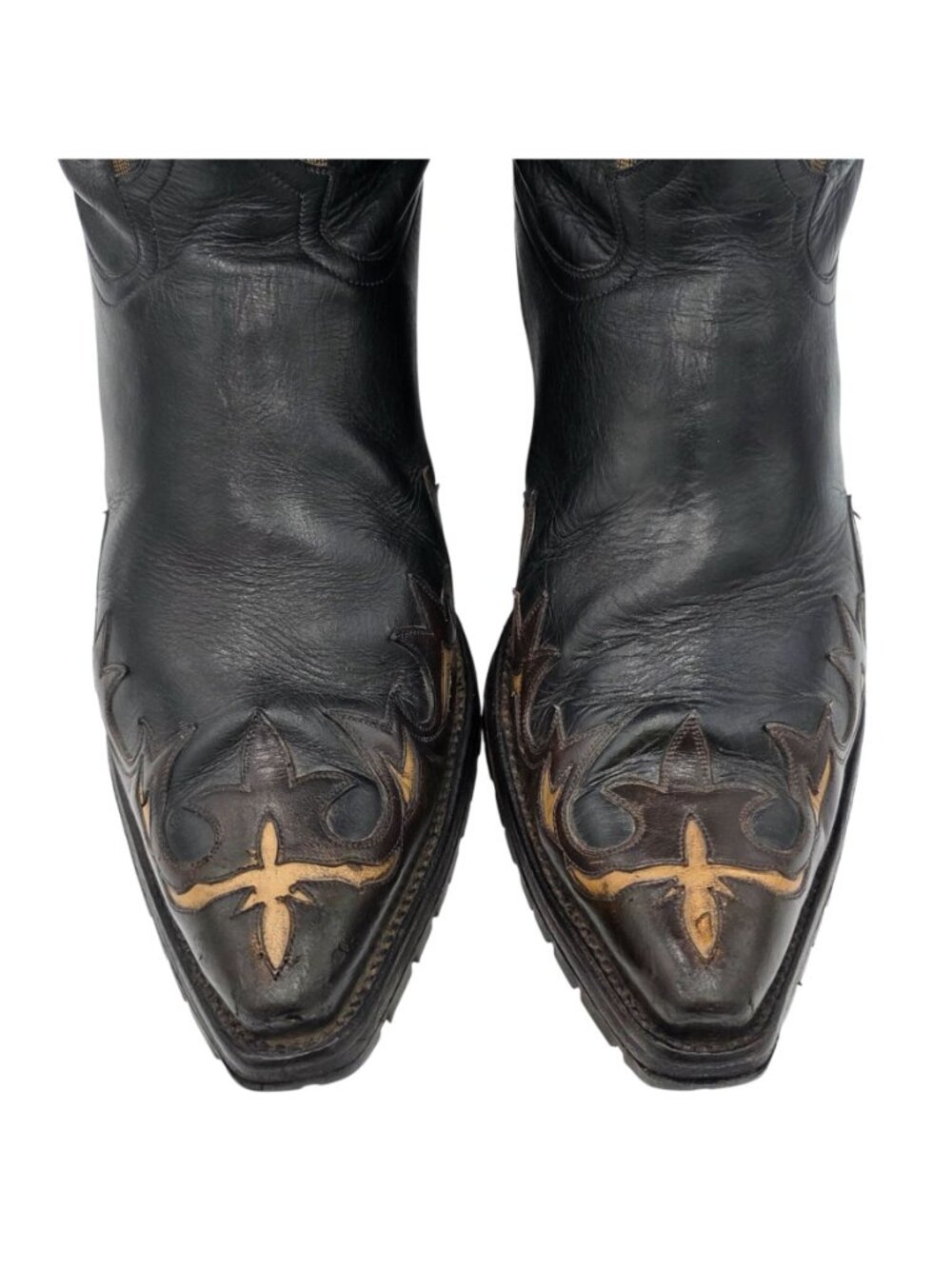 Liberty Boots Co Mens 12D Black Brown Leather Cowboy Western Biker Motorcycle - Picture 3 of 16